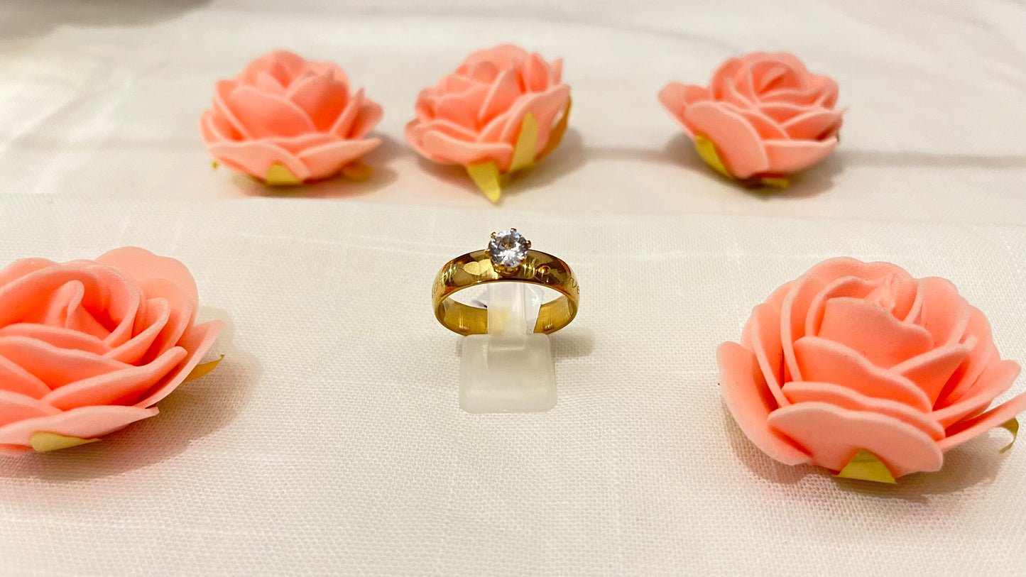 💎 Bague Solitaire Élégance – Argent & Zircon gravé forever