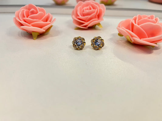 Boucles d’oreilles Rose Dorée avec Cristal – Élégance Féminine 🌹✨