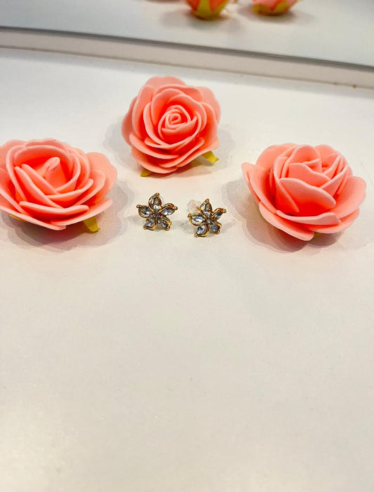Boucles d’oreilles Fleur Cristal Doré – Bijou raffiné pour femme 🌸✨